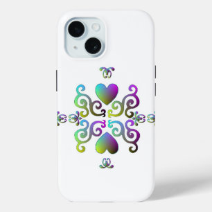 Coque Pour iPhone 15 Rainbow Heart et Lily