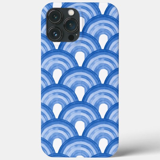 Coques Case-Mate iPhone Rainbow in watercolor - blue pattern (Verso)