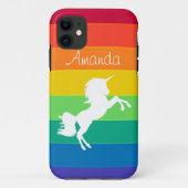 Coques Case-Mate iPhone Rainbow Motif blanc Unicorne personnalisée (Dos)