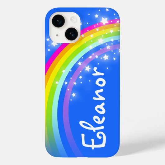 Coques Case-Mate iPhone Rainbow personnalisé ajouter votre nom bleu ciel (Verso)