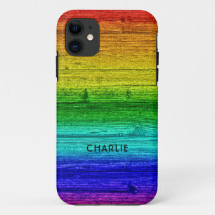 Coque iPhone 11 Rainbow Planks dossiers de téléphone de nom person