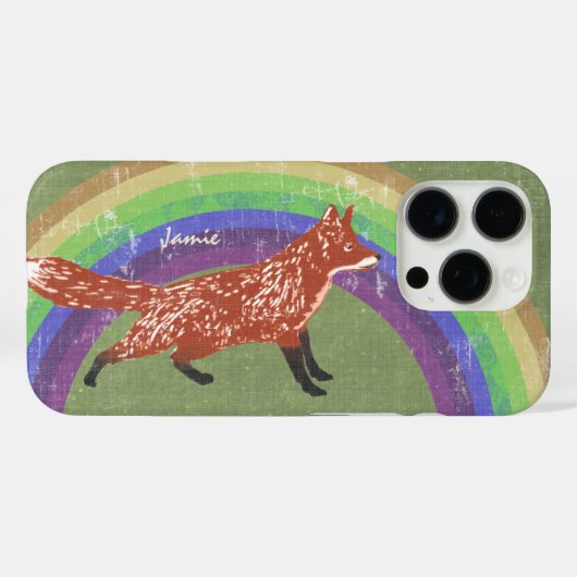 Coques Case-Mate iPhone Rainbow Retro Fox Art Orange Retro (Verso (horizontal))