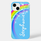Coques Case-Mate iPhone Rainbow starry bleu nom personnalisé (Verso)