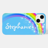 Coques Case-Mate iPhone Rainbow starry bleu nom personnalisé (Verso (horizontal))