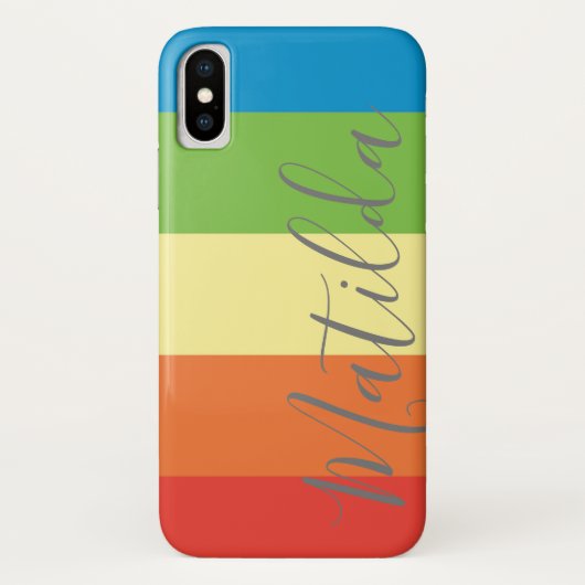 Coques Case-Mate iPhone Rainbow Stripe Nom personnalisé (Dos)