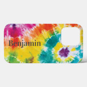 Coques Case-Mate iPhone Rainbow Tie Dye Nom personnalisé Papa moderne Anni (Verso (horizontal))