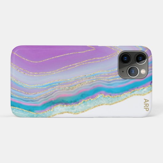 Coques Case-Mate iPhone *~* Rainbow Turquoise Agate Gold Parties scintilla (Dos (Horizontal))