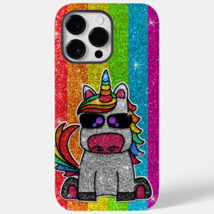 Coque Pour Pour iPhone 14 Pro Max Rainbow Unicorn Parties scintillant étincelante or