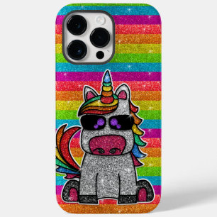 Coque Pour Pour iPhone 14 Pro Max Rainbow Unicorn Parties scintillant étincelante or