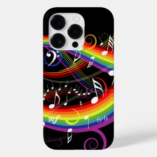 Coques Pour iPhone Rainbow White Music Notes sur Black