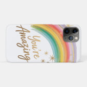 Coques Case-Mate iPhone Rainbow with Gold Glitter and "You're Amazing"Text (Dos (Horizontal))