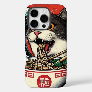 Coques iPhone 16 Pro Ramen de chat Art japonais Style Vintage