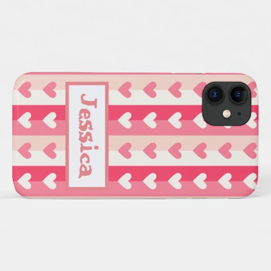 Coques Case-Mate iPhone Rangées de coeur (Dos (Horizontal))