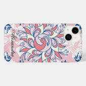 Coques Case-Mate iPhone Rangoli bleu et rose (Verso (horizontal))