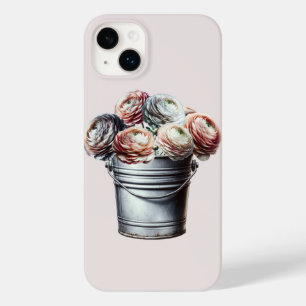 Coque Pour iPhone 14 Plus Ranunculus dans Tin Pail Rustique Glam rose