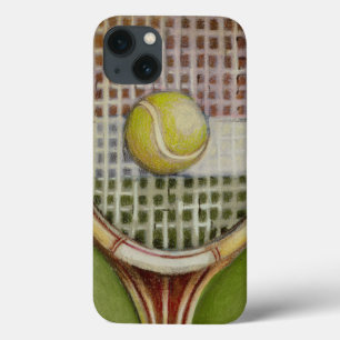 iPhone 13 Coque Raquette de tennis avec balle posée sur le court