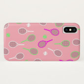Coques Case-Mate iPhone Raquettes cool Rose Retro Joueur de tennis Motif (Dos (Horizontal))