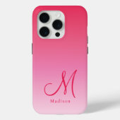 Coques Case-Mate iPhone Raspberry Pink Gradient Nom du monogramme personna (Verso)