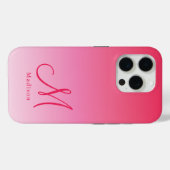 Coques Case-Mate iPhone Raspberry Pink Gradient Nom du monogramme personna (Verso (horizontal))