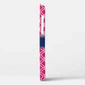 Coques Case-Mate iPhone Raspberry Rose Wht Marocain Motif Marine Monogramm (Verso / Gauche)