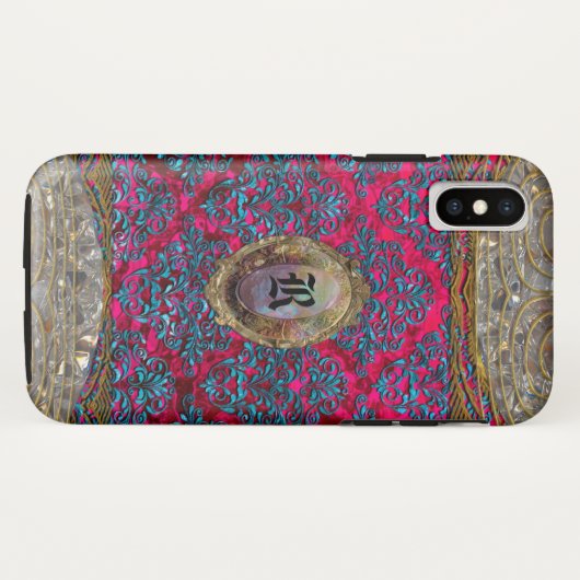 Coques Case-Mate iPhone Ravone Damask Baroque Monogramme (Dos (Horizontal))