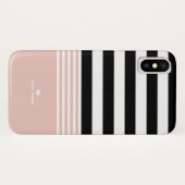 Coques Case-Mate iPhone Rayé noir, blanc et rose personnalisé (Dos (Horizontal))