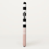 Coques Case-Mate iPhone Rayé noir, blanc et rose personnalisé (Dos/Droite)