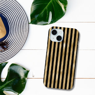 Coque Pour iPhone 15 Rayé or et noir