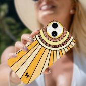 Coques Case-Mate iPhone Rayons de soleil Retro jaune Lettre monographique