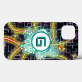Coques Case-Mate iPhone Rayons électriques, notes musicales, monogramme pe (Verso (horizontal))