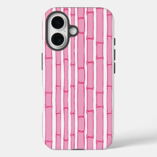 Coques iPhone 16 Rayure de bambou Bambooey en rose