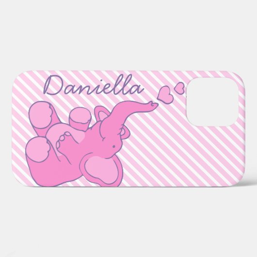 Coques Case-Mate iPhone Rayure graphique mignonne de sucrerie d'éléphant (Verso (horizontal))