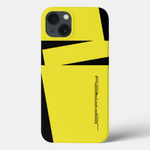 Etui iPhone 13 rayure jaune et noire de cas de l'iPhone 6 sur la