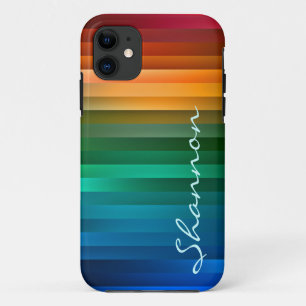 Coque iPhone 11 Rayure multicolore faite sur commande de ruban