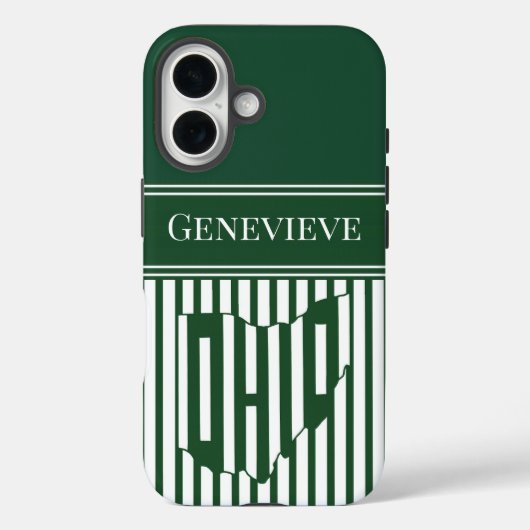 Coques Case-Mate iPhone Rayure verte de l'Ohio (Verso)