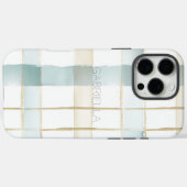 Coques Case-Mate iPhone Rayures à carreaux bleu crème blanc  (Verso (horizontal))
