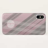Coques Case-Mate iPhone Rayures abstraites/Rose fumé & Gris/Monogramme (Dos (Horizontal))