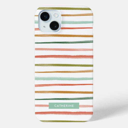 Coques Case-Mate iPhone Rayures Aquarelle Nom Personnalisé (Verso)