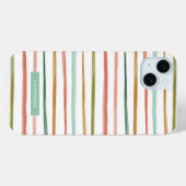 Coques Case-Mate iPhone Rayures Aquarelle Nom Personnalisé (Verso (horizontal))