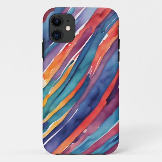 Coques Case-Mate iPhone Rayures Aquarelle Orange, Rose Bleu Vert Violet  (Dos)