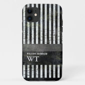 Coques Case-Mate iPhone rayures blanches modernes modifiables sur noir (Dos)