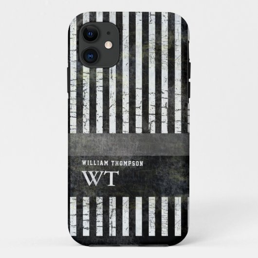 Coques Case-Mate iPhone rayures blanches modernes modifiables sur noir (Dos)
