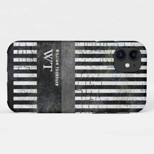 Coques Case-Mate iPhone rayures blanches modernes modifiables sur noir (Dos (Horizontal))