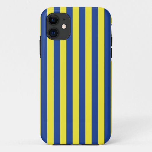 Coques Case-Mate iPhone Rayures bleu foncé et jaune (Dos)