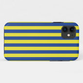 Coques Case-Mate iPhone Rayures bleu foncé et jaune (Dos (Horizontal))