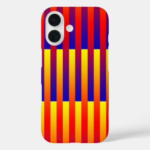 Coques iPhone 16 Rayures Bleu Rouge Jaune