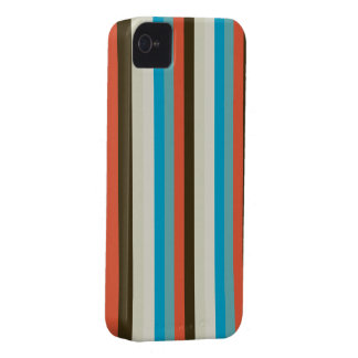 Étui iPhone 4 rayures bleues brun chocolat et d'aqua