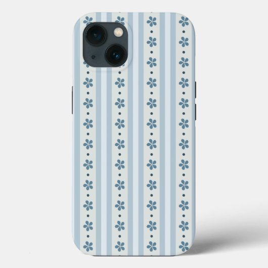 Coques Case-Mate iPhone Rayures Bleues Clair Et Fleurs (Verso)
