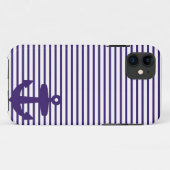 Coques Case-Mate iPhone Rayures bleues de marin de bleu marine d'ancre et (Dos (Horizontal))