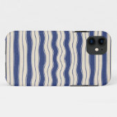 Coques Case-Mate iPhone Rayures bleues et blanches ondulées (Dos (Horizontal))